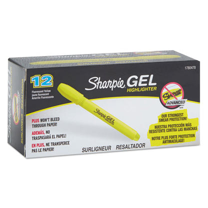 Sharpie Gel Highlighters, Fluorescent Yellow Ink, Bullet Tip, Yellow Barrel 1780478
