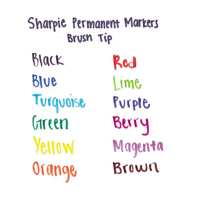 Sharpie Brush Tip Permanent Marker, Medium Brush Tip, Assorted Colors, 12-Set 1810704