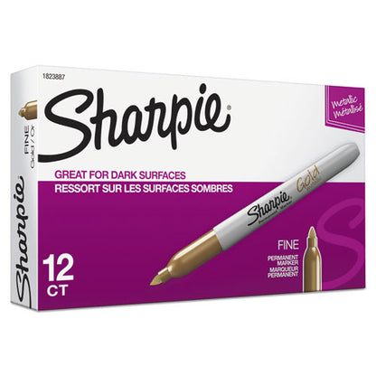 Sharpie Metallic Fine Point Permanent Markers, Fine Bullet Tip, Gold, Dozen 1823887