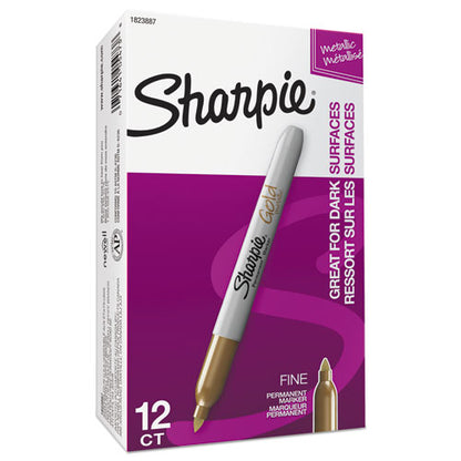 Sharpie Metallic Fine Point Permanent Markers, Fine Bullet Tip, Gold, Dozen 1823887