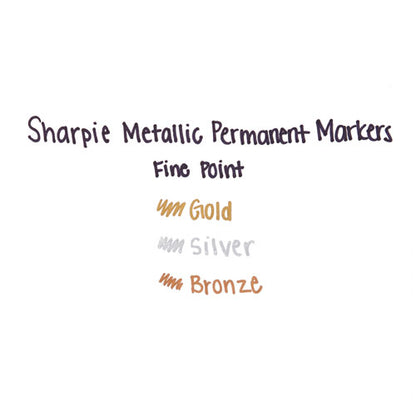 Sharpie Metallic Fine Point Permanent Markers, Fine Bullet Tip, Gold-Silver-Bronze, 6-Pack 1829201