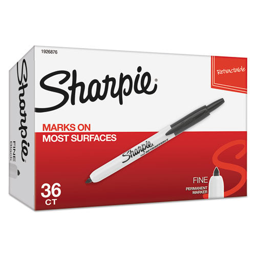 Sharpie Retractable Permanent Marker Value Pack, Fine Bullet Tip, Black, 36-Pack 1926876