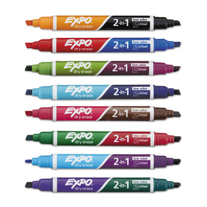 EXPO 2-in-1 Dry Erase Markers, Fine-Broad Chisel Tips, Assorted Colors, 8-Pack 1944658