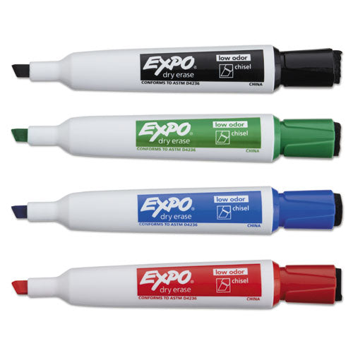 EXPO Magnetic Dry Erase Marker, Broad Chisel Tip, Assorted Colors, 4-Pack 1944728
