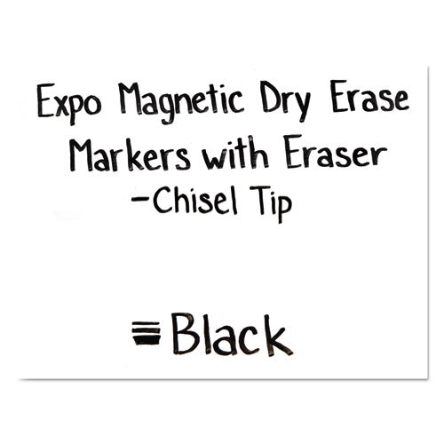 EXPO Magnetic Dry Erase Marker, Broad Chisel Tip, Black, 4-Pack 1944729