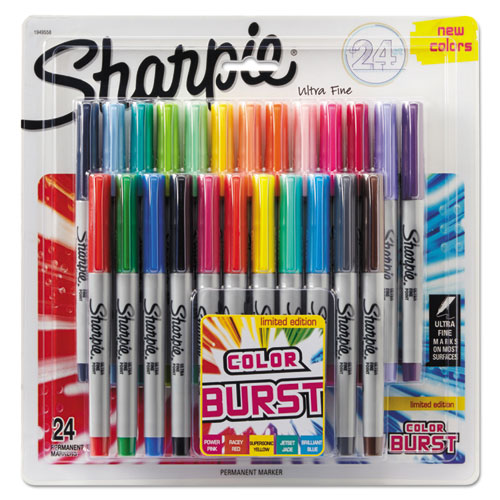 Sharpie Ultra Fine Tip Permanent Marker, Extra-Fine Needle Tip, Assorted Limited Edition Color Burst and Classic Colors, 24-Pack 1949558