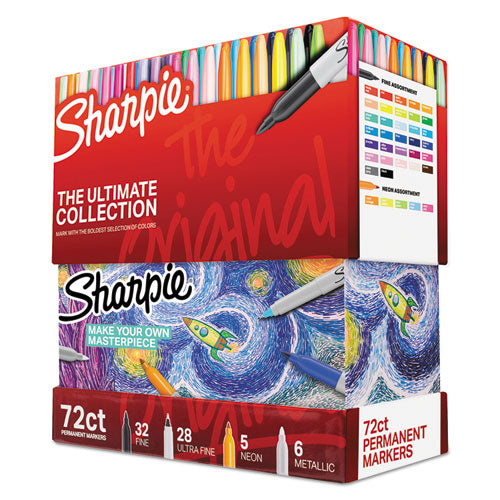 Sharpie Permanent Markers Ultimate Collection Value Pack, Assorted Bullet Tips, Assorted Colors, 72-Set 1983254