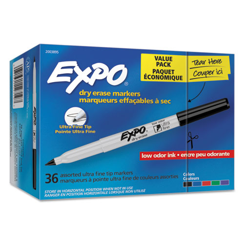 EXPO Low-Odor Dry Erase Marker Office Value Pack, Extra-Fine Needle Tip, Assorted Colors, 36-Pack 2003895