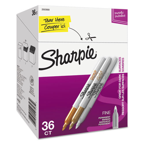 Sharpie Metallic Fine Point Permanent Marker Value Pack, Fine Bullet Tip, Assorted Colors, 36-Pack 2003900