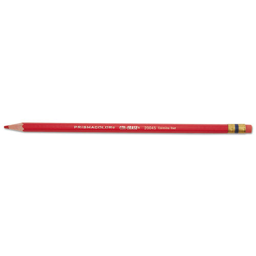 Prismacolor Col-Erase Pencil with Eraser, 0.7 mm, 2B (#1), Carmine Red Lead, Carmine Red Barrel, Dozen 20045