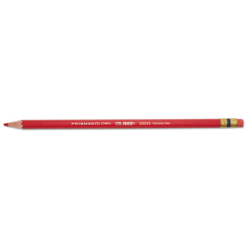 Prismacolor Col-Erase Pencil with Eraser, 0.7 mm, 2B (#1), Carmine Red Lead, Carmine Red Barrel, Dozen 20045