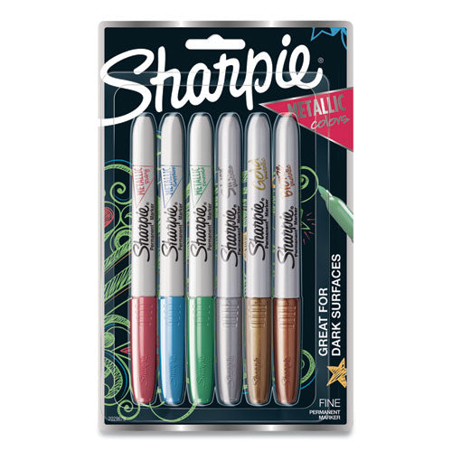 Sharpie Metallic Fine Point Permanent Markers, Fine Bullet Tip, Blue-Green-Red, 6-Pack 2029678