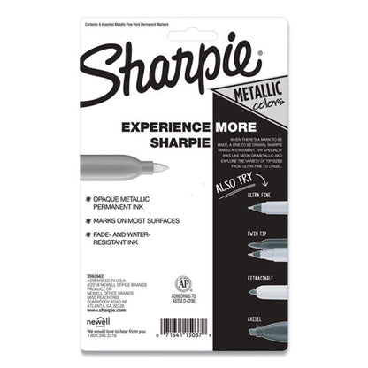 Sharpie Metallic Fine Point Permanent Markers, Fine Bullet Tip, Blue-Green-Red, 6-Pack 2029678