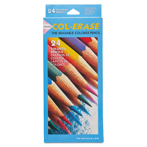 Prismacolor Col-Erase Pencil with Eraser, 0.7 mm, 2B (#1), Assorted Lead-Barrel Colors, 24-Pack 20517