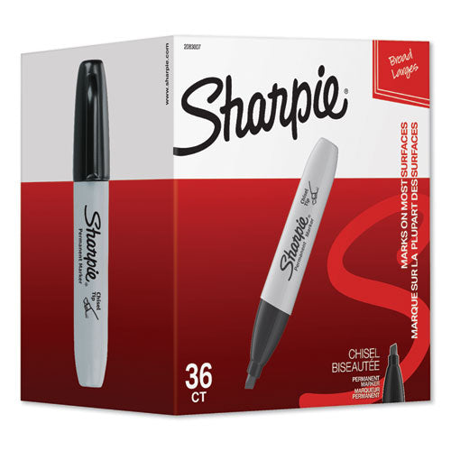 Sharpie Chisel Tip Permanent Marker, Broad Chisel Tip, Black, 36-Pack 2083007