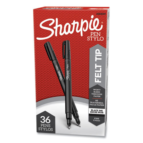 Sharpie Water-Resistant Ink Porous Point Pen Value Pack, Stick, Fine 0.4 mm, Black Ink, Black Barrel, 36-Pack 2083009