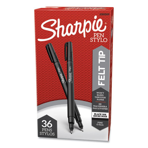 Sharpie Water-Resistant Ink Porous Point Pen Value Pack, Stick, Fine 0.4 mm, Black Ink, Black Barrel, 36-Pack 2083009