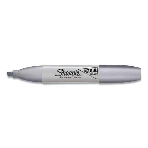Sharpie Metallic Chisel Tip Permanent Marker, Medium Chisel Tip, Silver, Dozen 2089638