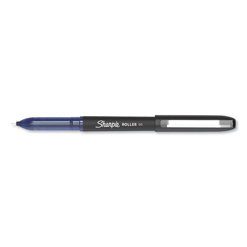 Sharpie Roller Professional Design Roller Ball Pen, Stick, Fine 0.5 mm, Blue Ink, Black Barrel, Dozen 2093199