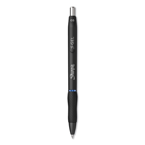 Sharpie S-Gel S-Gel High-Performance Gel Pen, Retractable, Fine 0.5 mm, Blue Ink, Black Barrel, Dozen 2096146