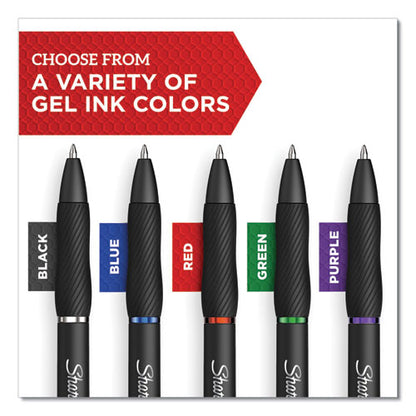 Sharpie S-Gel S-Gel High-Performance Gel Pen, Retractable, Fine 0.5 mm, Blue Ink, Black Barrel, Dozen 2096146