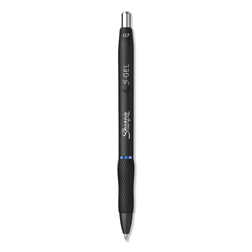 Sharpie S-Gel S-Gel High-Performance Gel Pen, Retractable, Medium 0.7 mm, Blue Ink, Black Barrel, Dozen 2096152
