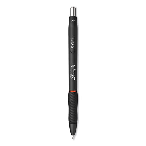 Sharpie S-Gel S-Gel High-Performance Gel Pen, Retractable, Fine 0.5 mm, Red Ink, Black Barrel, Dozen 2096166