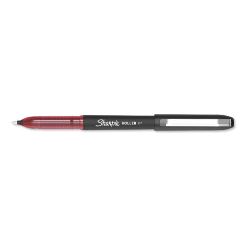Sharpie Roller Professional Design Roller Ball Pen, Stick, Medium 0.7 mm, Red Ink, Black Barrel, Dozen 2101304