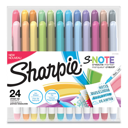 Sharpie S-Note Creative Markers, Assorted Ink Colors, Chisel Tip, Assorted Barrel Colors, 24-Pack 2117330