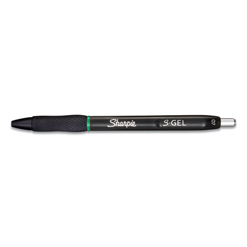 Sharpie S-Gel S-Gel High-Performance Gel Pen, Retractable, Medium 0.7 mm, Green Ink, Black Barrel, Dozen 2126216