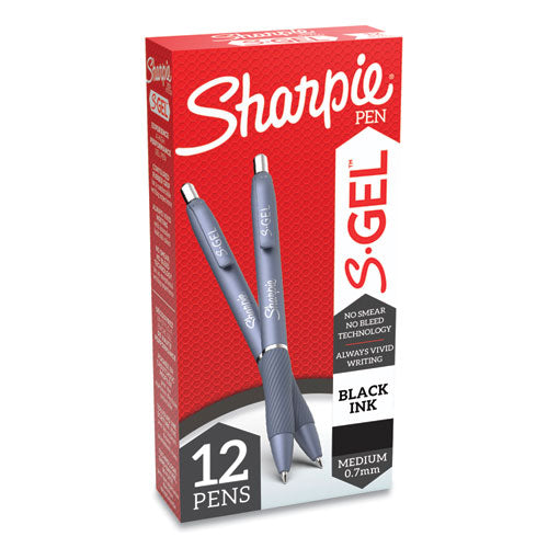 Sharpie S-Gel S-Gel Fashion Barrel Gel Pen, Retractable, Medium 0.7 mm, Black Ink, Frost Blue Barrel, Dozen 2126232