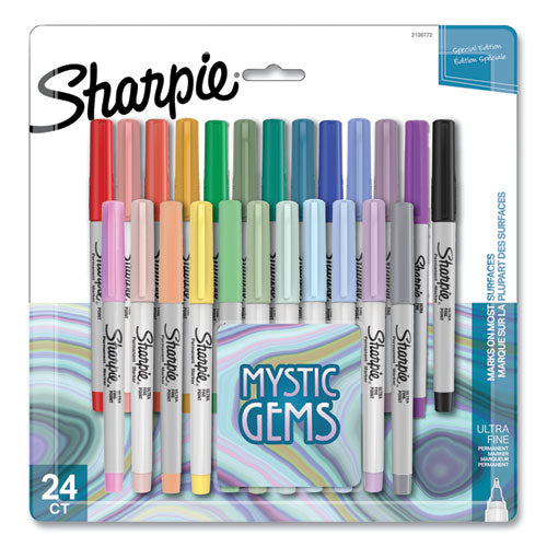 Sharpie Mystic Gems Markers, Ultra-Fine Needle Tip, Assorted, 24-Pack 2136772