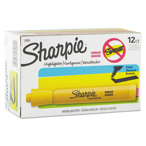 Sharpie Tank Style Highlighters, Yellow Ink, Chisel Tip, Yellow Barrel, Dozen 25005