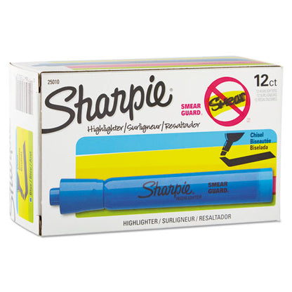 Sharpie Tank Style Highlighters, Blue Ink, Chisel Tip, Blue Barrel, Dozen 25010