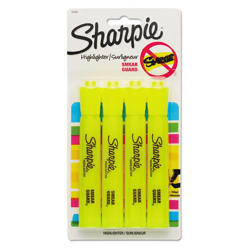 Sharpie Tank Style Highlighters, Fluorescent Yellow Ink, Chisel Tip, Yellow Barrel, 4-Set 25164PP