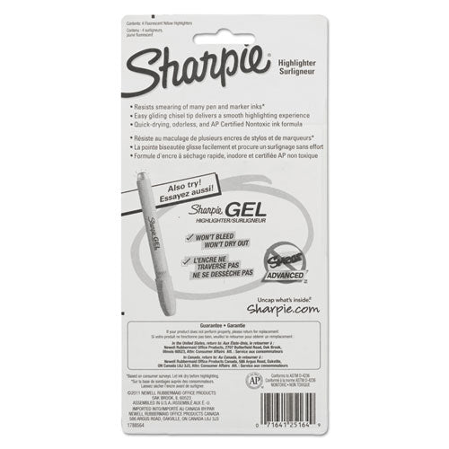 Sharpie Tank Style Highlighters, Fluorescent Yellow Ink, Chisel Tip, Yellow Barrel, 4-Set 25164PP