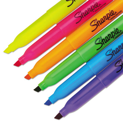 Sharpie Pocket Style Highlighters, Assorted Ink Colors, Chisel Tip, Assorted Barrel Colors, Dozen 27145