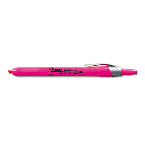 Sharpie Retractable Highlighters, Fluorescent Pink Ink, Chisel Tip, Pink-Black Barrel, Dozen 28029