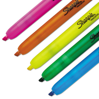 Sharpie Retractable Highlighters, Assorted Ink Colors, Chisel Tip, Assorted Barrel Colors, 5-Set 28175PP