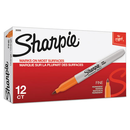 Sharpie Fine Tip Permanent Marker, Fine Bullet Tip, Orange, Dozen 30006