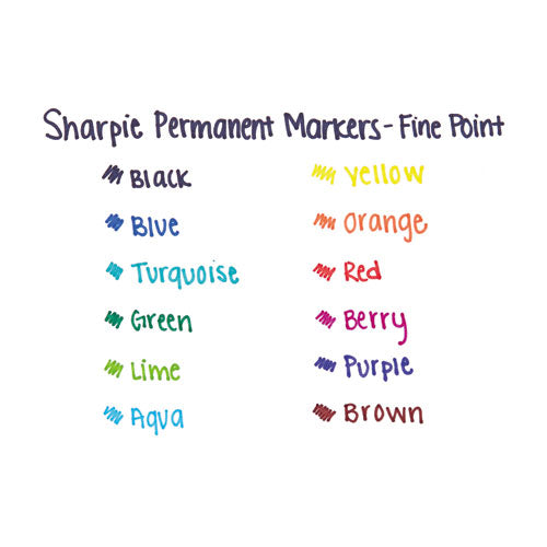 Sharpie Fine Tip Permanent Marker, Fine Bullet Tip, Assorted Colors, 12-Set 30072