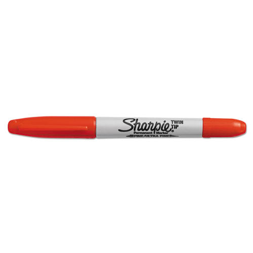 Sharpie Twin-Tip Permanent Marker, Extra-Fine-Fine Bullet Tips, Red, Dozen 32002