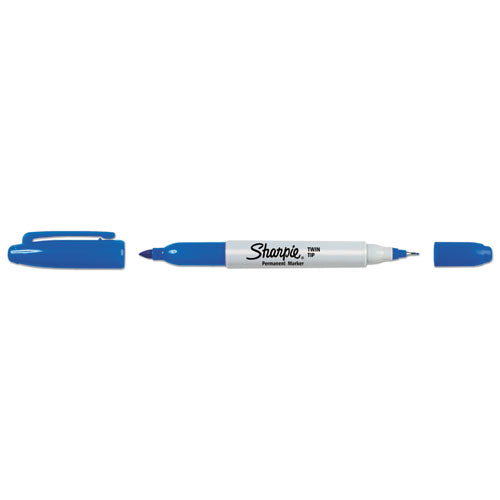 Sharpie Twin-Tip Permanent Marker, Extra-Fine-Fine Bullet Tips, Blue, Dozen 32003