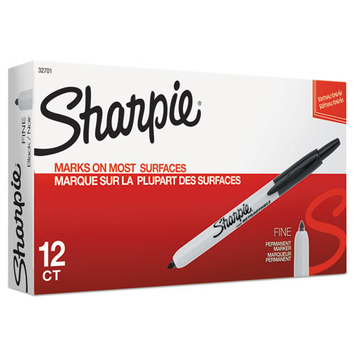 Sharpie Retractable Permanent Marker, Fine Bullet Tip, Black 32701