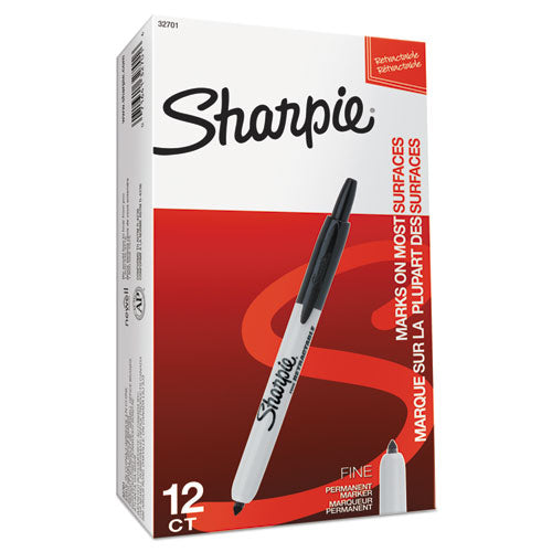 Sharpie Retractable Permanent Marker, Fine Bullet Tip, Black 32701