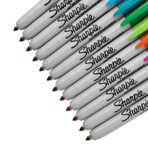 Sharpie Retractable Permanent Marker, Fine Bullet Tip, Assorted Colors, 12-Set 32707