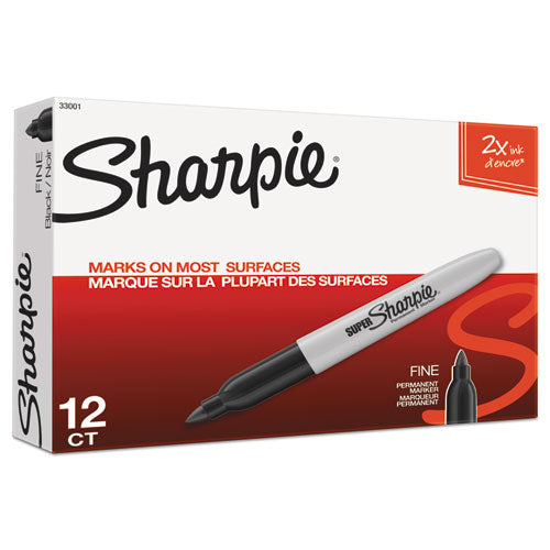 Sharpie Super Permanent Marker, Fine Bullet Tip, Black, Dozen 33001