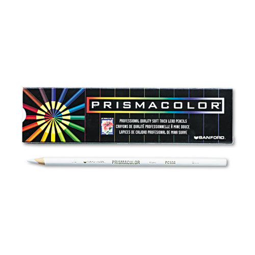 Prismacolor Premier Colored Pencil, 3 mm, 2B (#1), White Lead, White Barrel, Dozen 3365