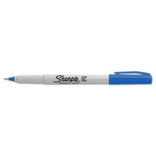 Sharpie Ultra Fine Tip Permanent Marker, Extra-Fine Needle Tip, Blue, Dozen 37003