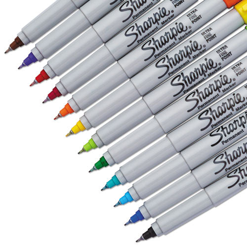 Sharpie Ultra Fine Tip Permanent Marker, Extra-Fine Needle Tip, Assorted Colors, Dozen 37175PP